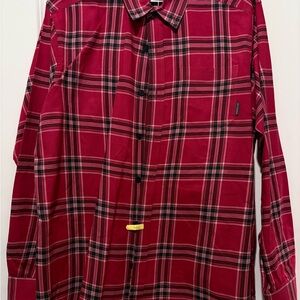 Columbia Men's Red and Black Plaid Button Down Shirt